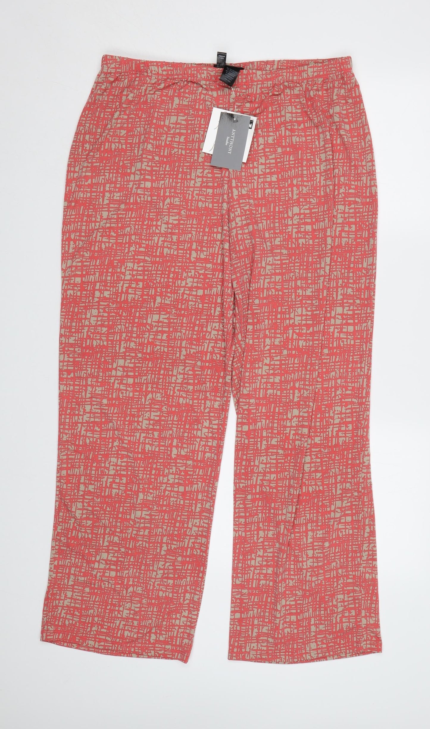 Anthony Studio Womens Red Geometric   Pyjama Pants Size XL