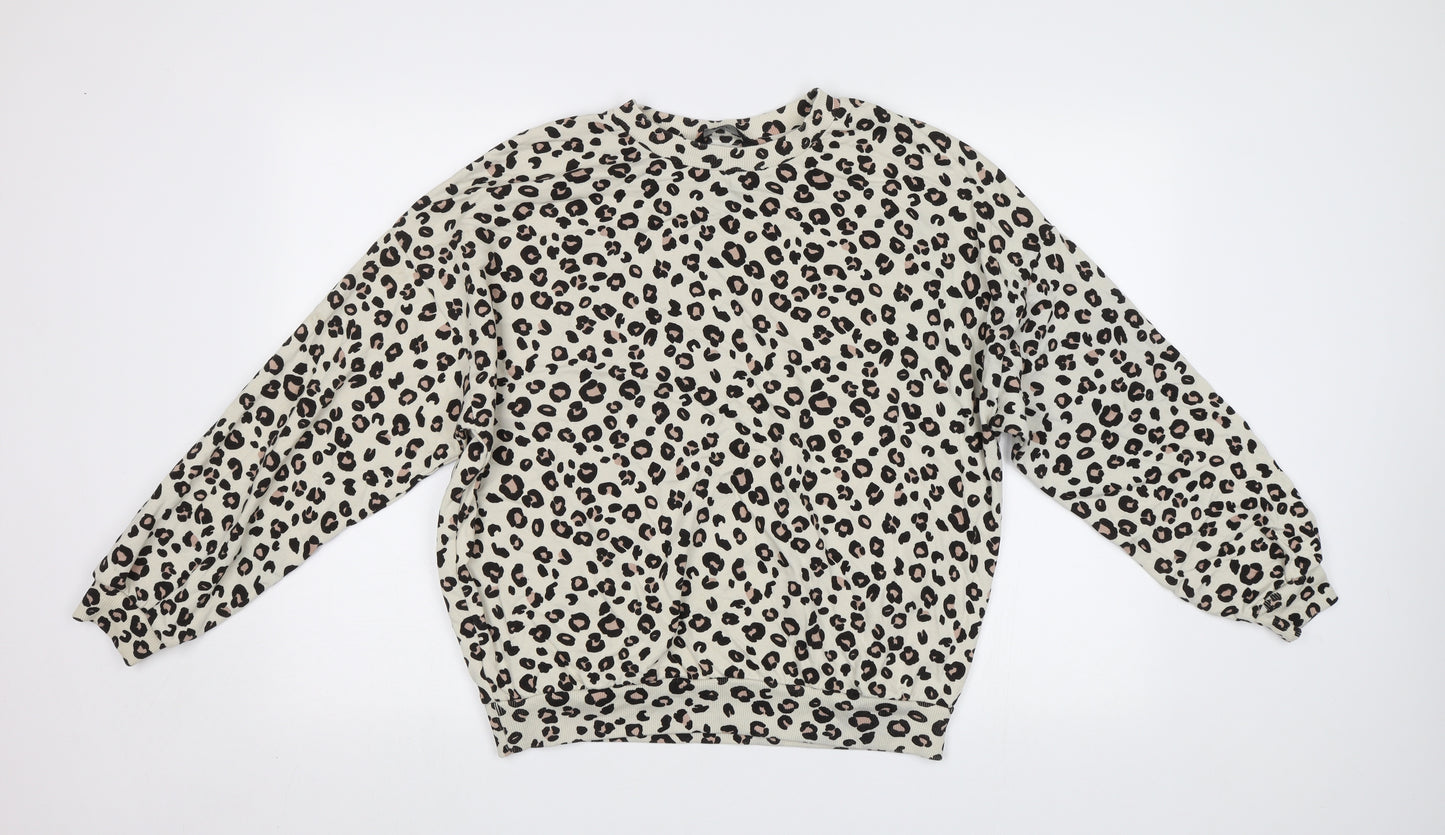 F&F Womens Beige Animal Print  Pullover Sweatshirt Size 14