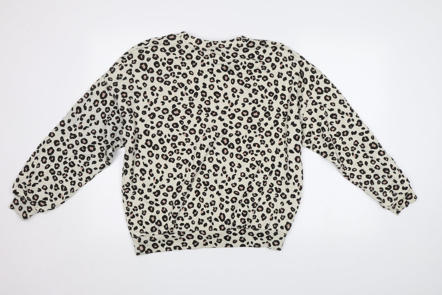 F&F Womens Beige Animal Print  Pullover Sweatshirt Size 14
