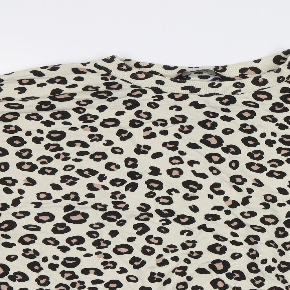 F&F Womens Beige Animal Print  Pullover Sweatshirt Size 14