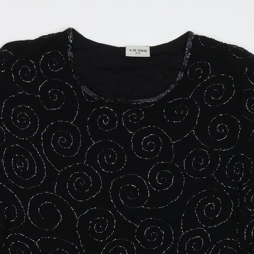 Preworn Womens Black Geometric  Basic Blouse Size XL  - Embellished