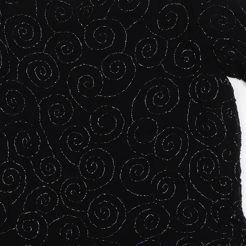 Preworn Womens Black Geometric  Basic Blouse Size XL  - Embellished