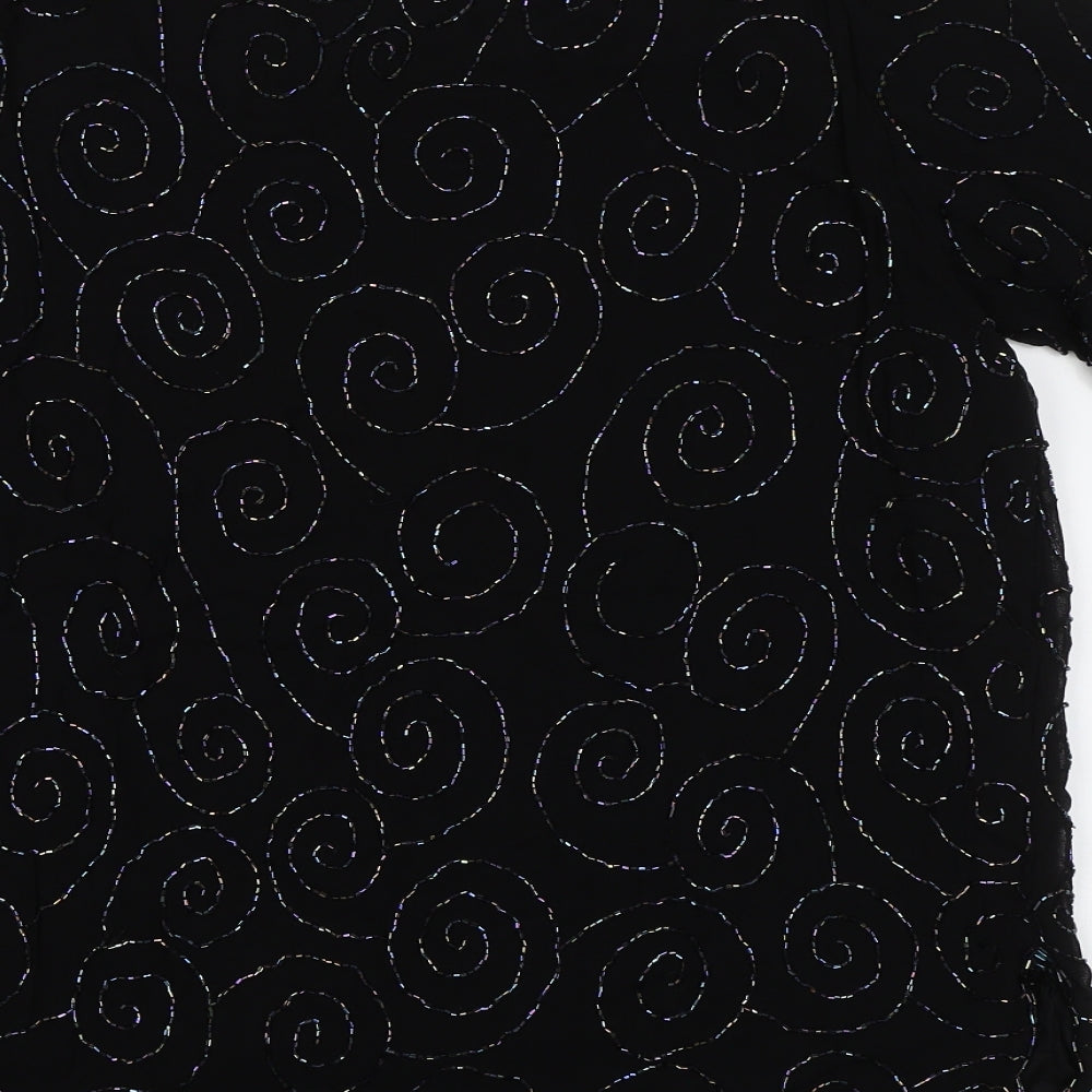 Preworn Womens Black Geometric  Basic Blouse Size XL  - Embellished