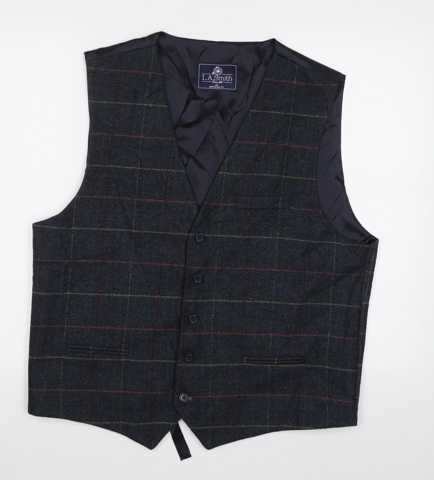 L.A. Smith Mens Green Check  Jacket Waistcoat Size L