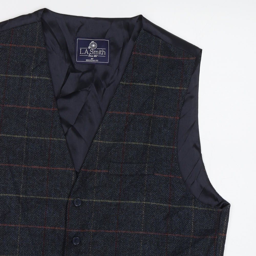 L.A. Smith Mens Green Check  Jacket Waistcoat Size L