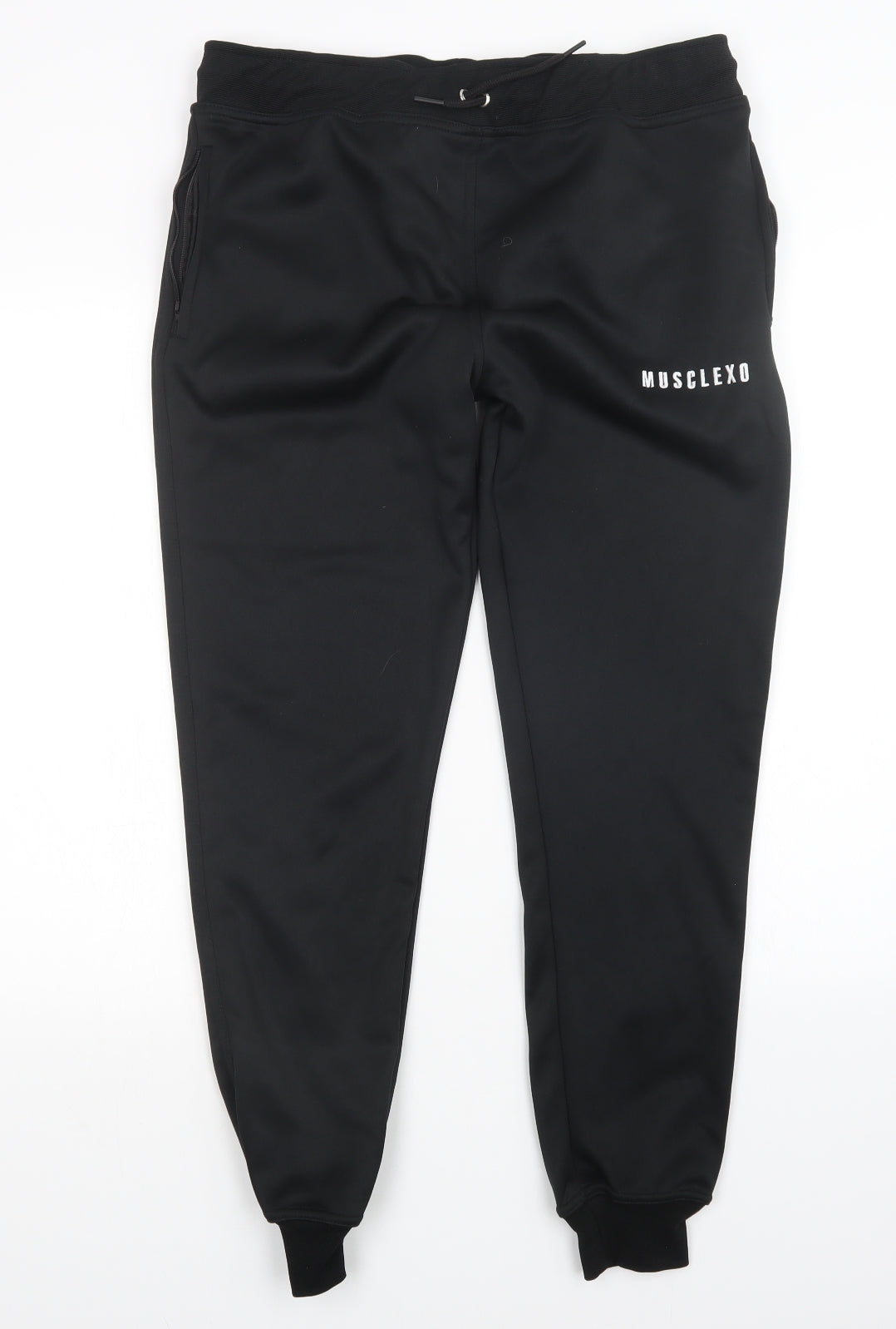 MuscleXO Mens Black   Jogger Trousers Size L L28 in