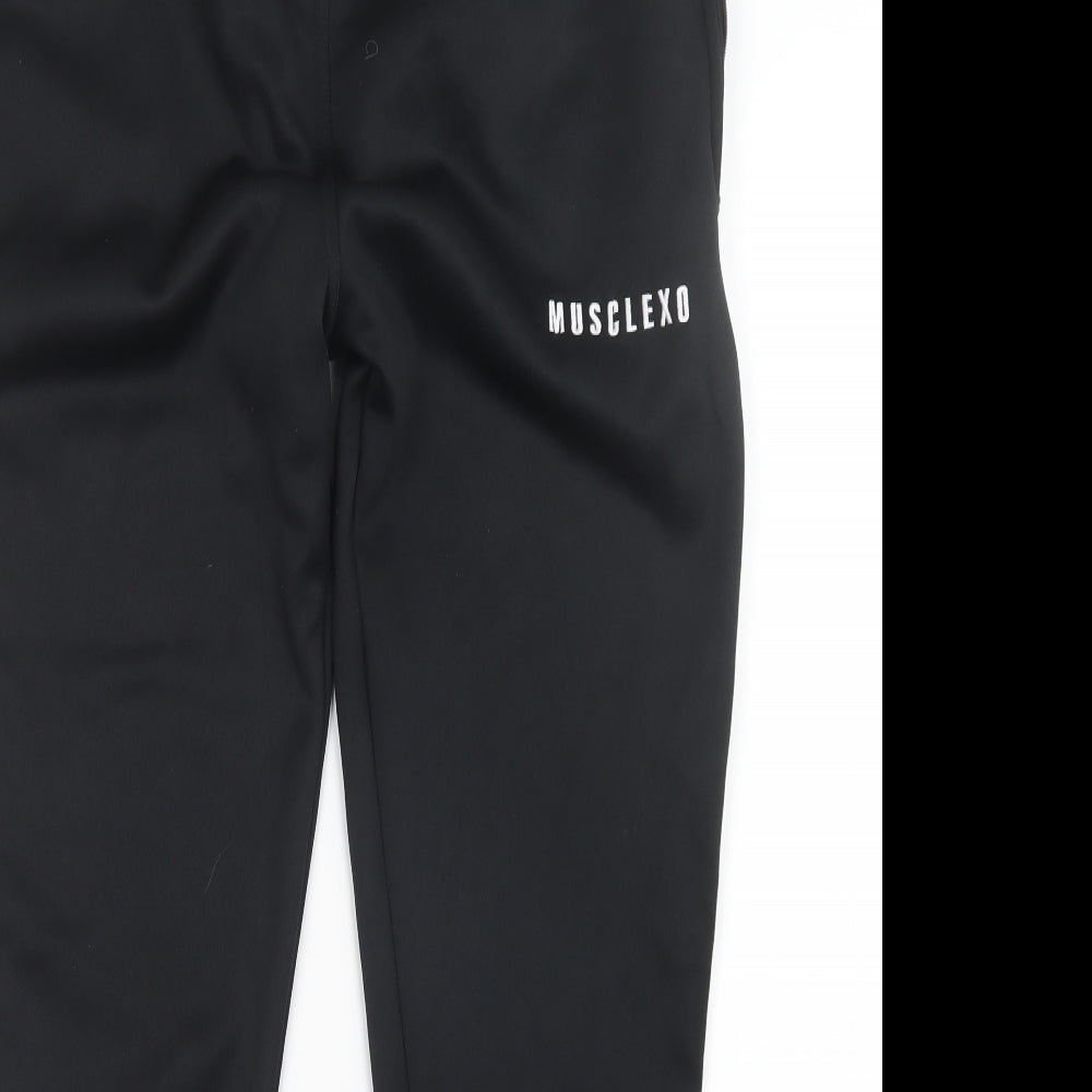 MuscleXO Mens Black   Jogger Trousers Size L L28 in