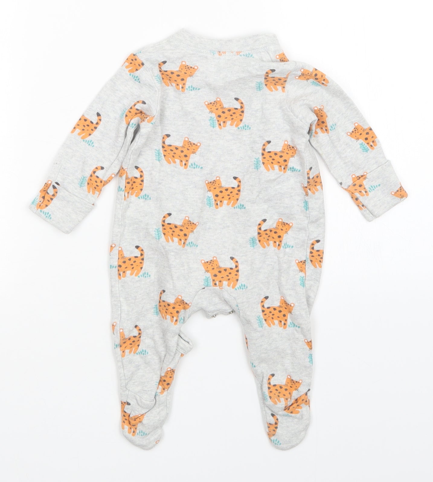 John Lewis Boys Grey Animal Print  Babygrow One-Piece Size 0-3 Months