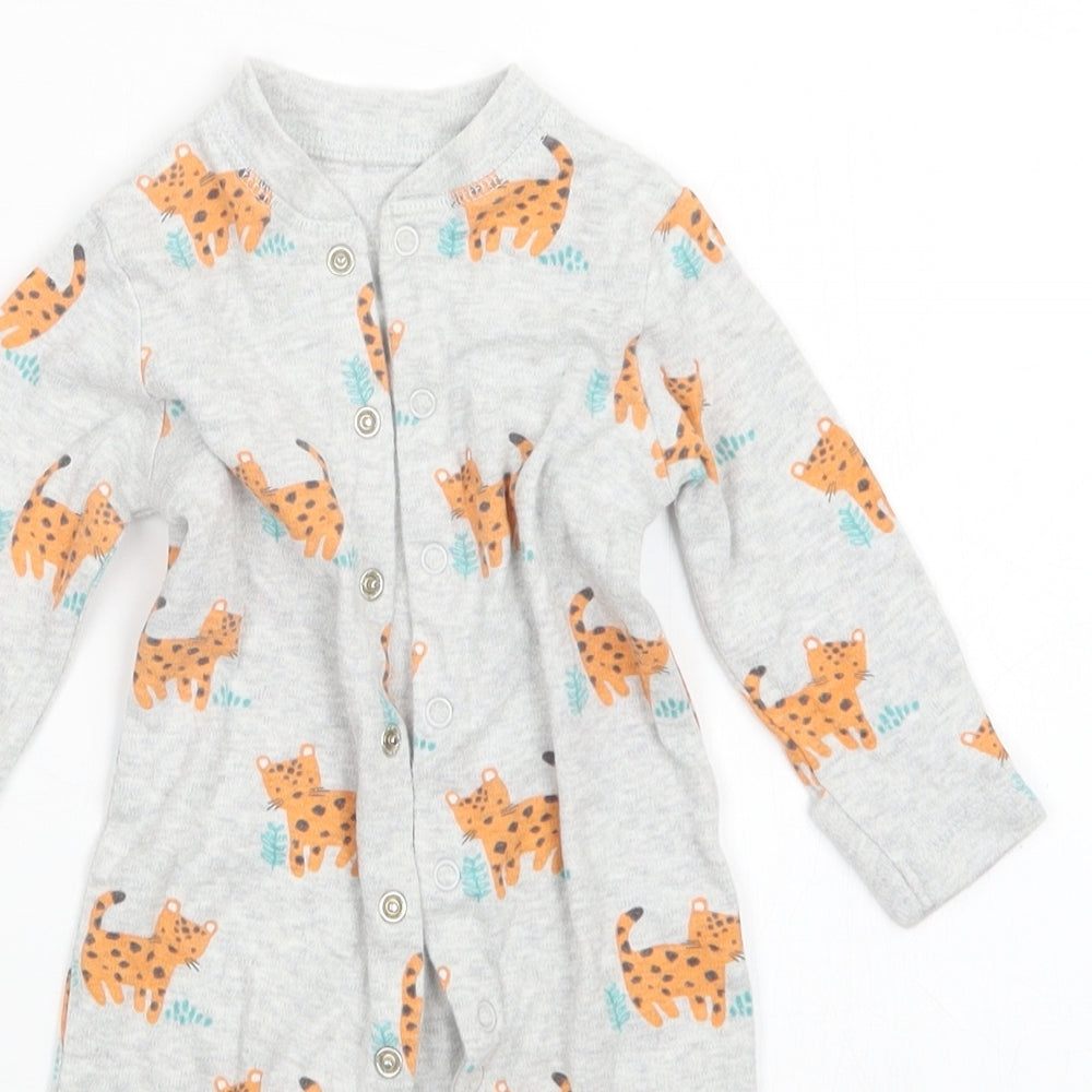 John Lewis Boys Grey Animal Print  Babygrow One-Piece Size 0-3 Months