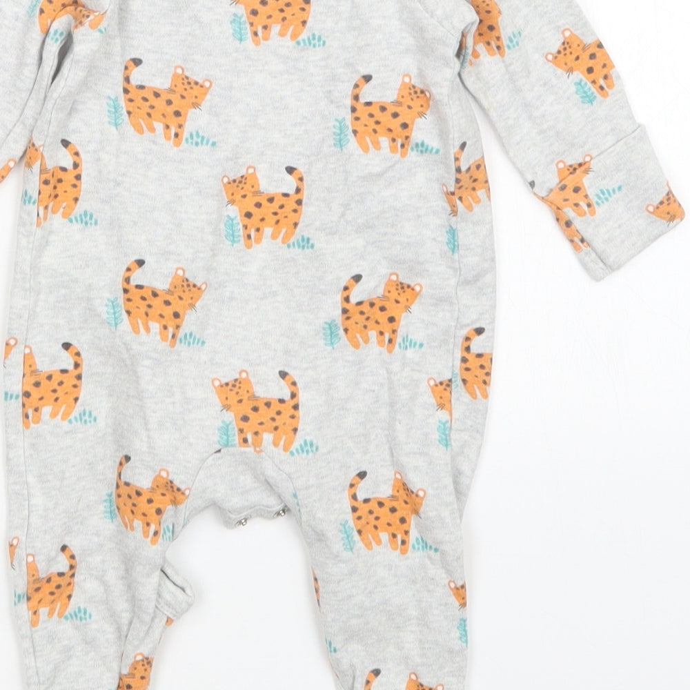 John Lewis Boys Grey Animal Print  Babygrow One-Piece Size 0-3 Months