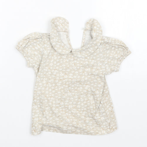 George Girls Beige Floral  T-Shirt Dress  Size 18-24 Months