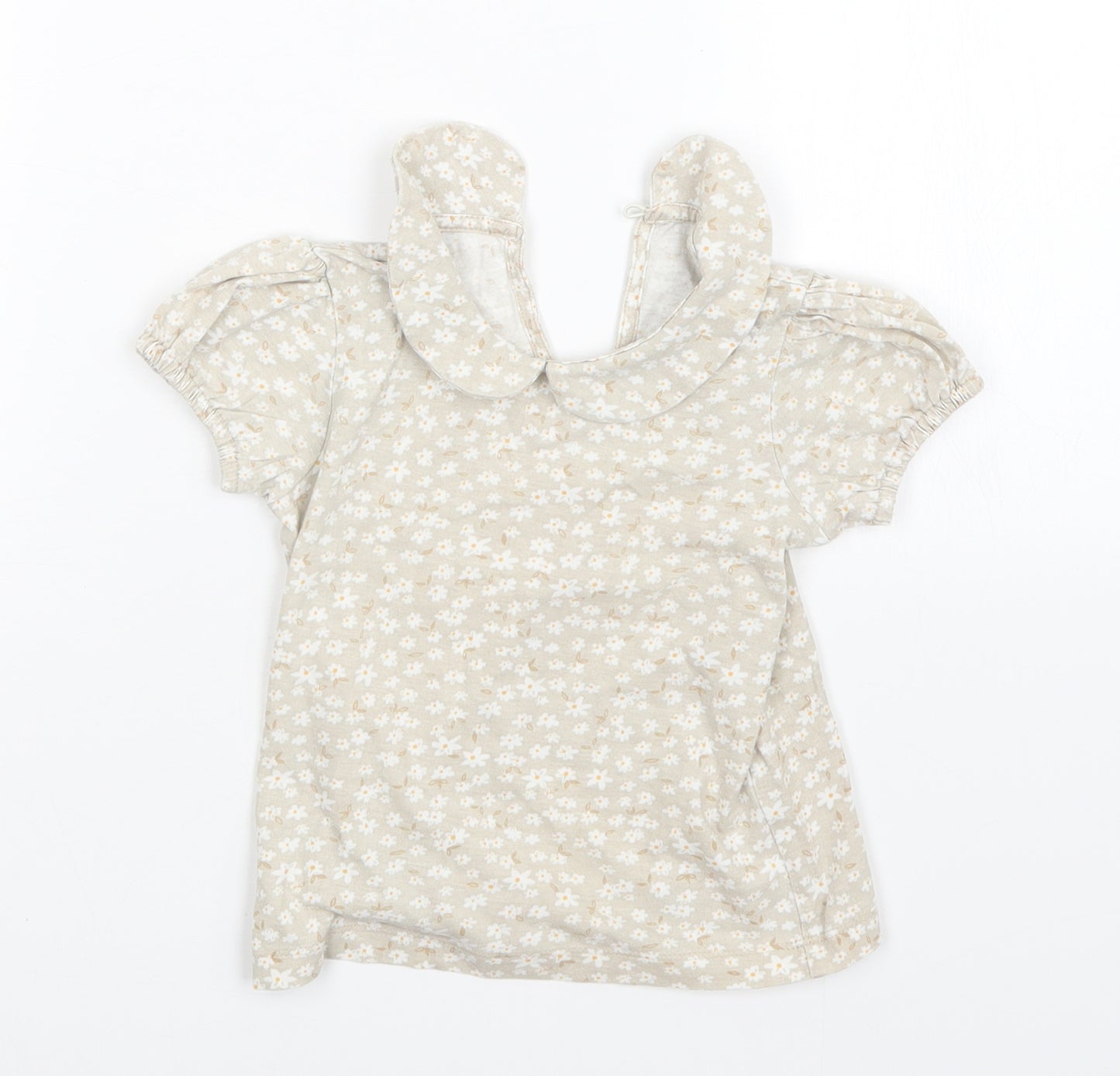 George Girls Beige Floral  T-Shirt Dress  Size 18-24 Months