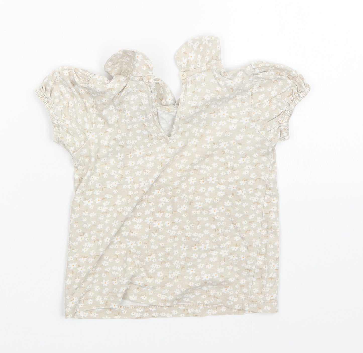 George Girls Beige Floral  T-Shirt Dress  Size 18-24 Months