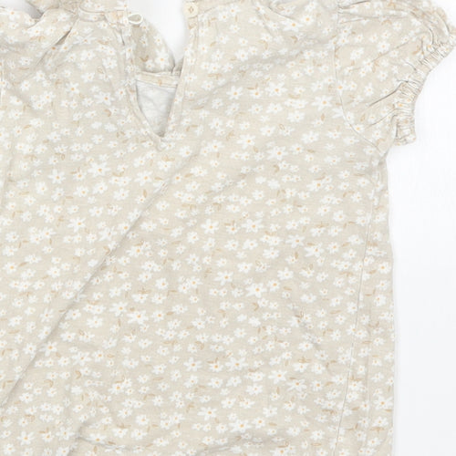 George Girls Beige Floral  T-Shirt Dress  Size 18-24 Months