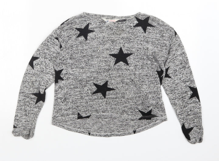 H&M Girls Grey Pullover Jumper Size 9-10 Years