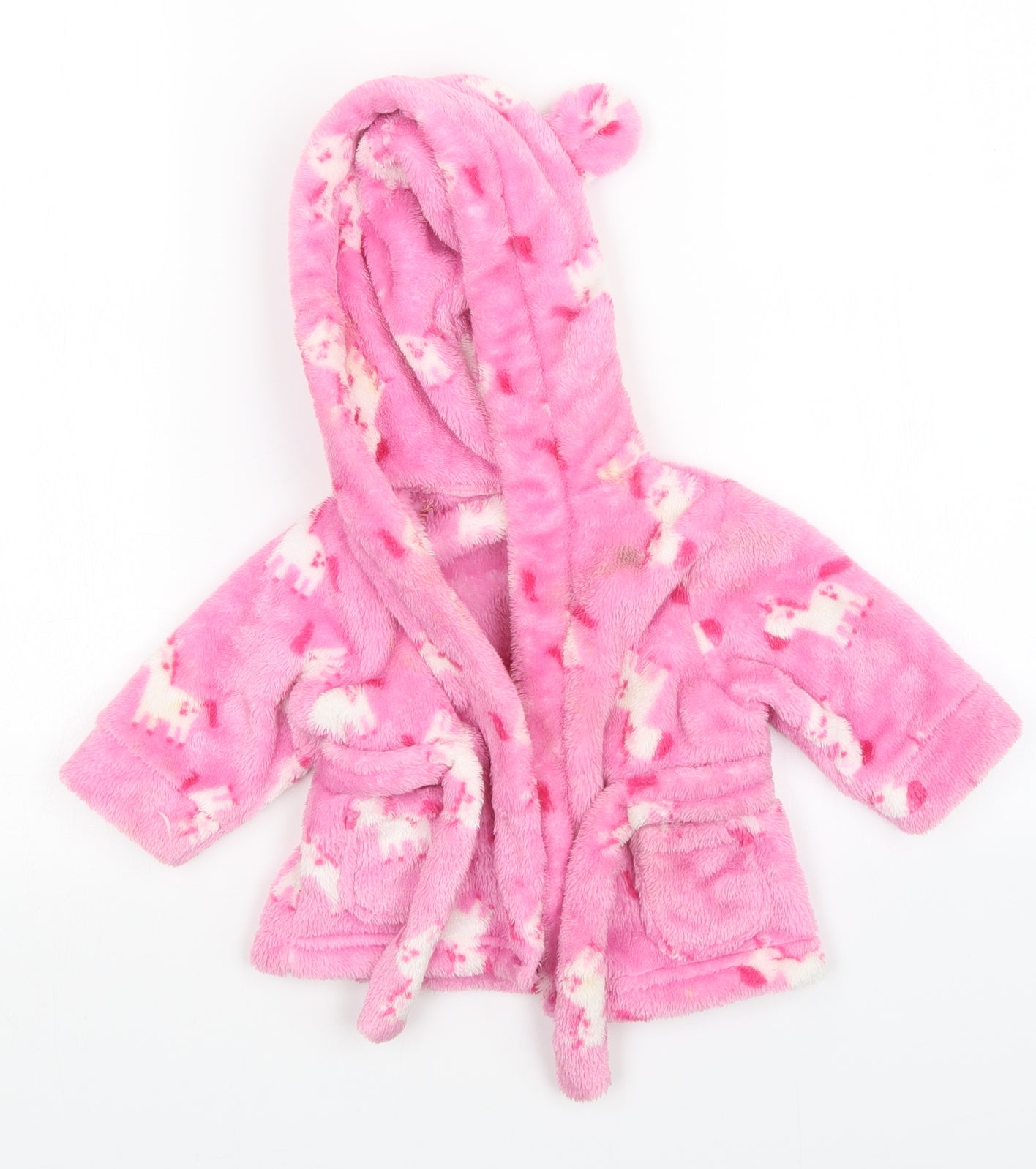 Preworn Girls Pink Animal Print   Gown Size 0-3 Months
