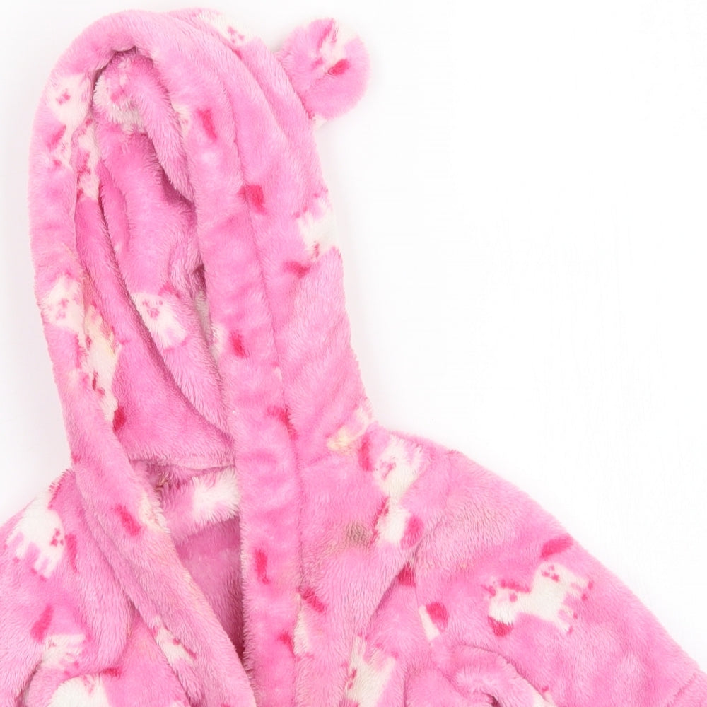 Preworn Girls Pink Animal Print   Gown Size 0-3 Months