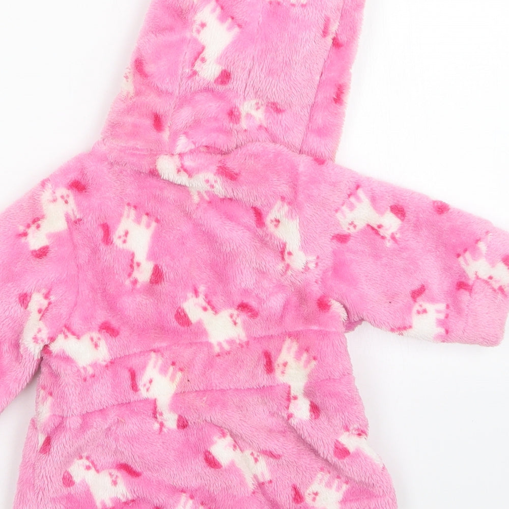 Preworn Girls Pink Animal Print   Gown Size 0-3 Months