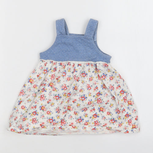 Nutmeg Girls Multicoloured Floral  Pinafore/Dungaree Dress  Size 3-6 Months