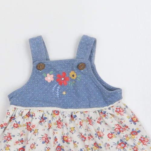Nutmeg Girls Multicoloured Floral  Pinafore/Dungaree Dress  Size 3-6 Months
