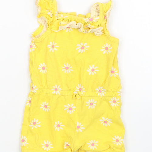 Mothercare Girls Yellow Floral  Romper One-Piece Size 3-6 Months