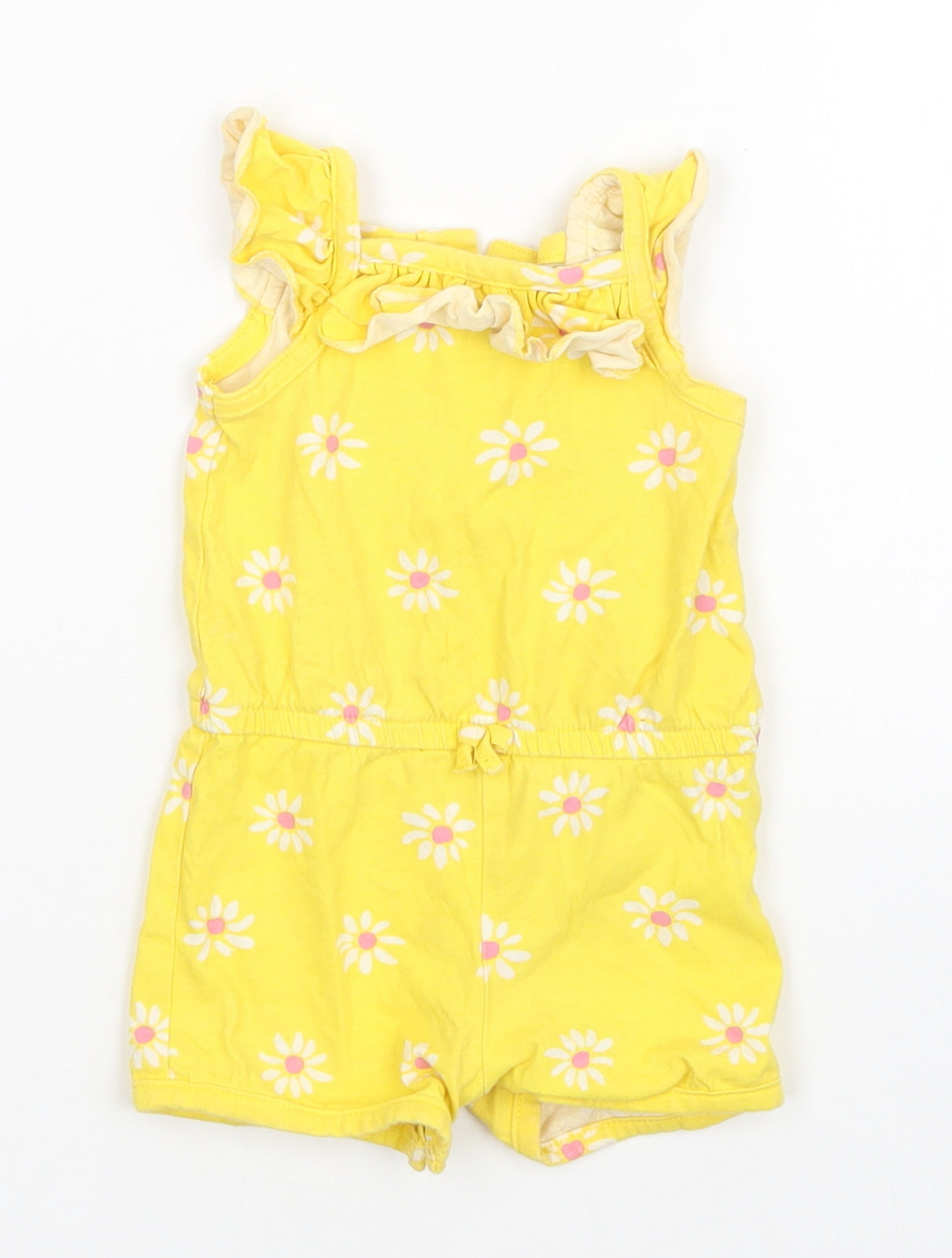 Mothercare Girls Yellow Floral  Romper One-Piece Size 3-6 Months