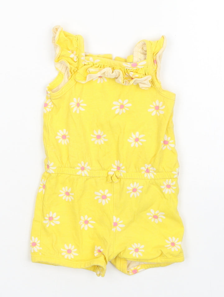 Mothercare Girls Yellow Floral  Romper One-Piece Size 3-6 Months