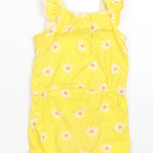 Mothercare Girls Yellow Floral  Romper One-Piece Size 3-6 Months