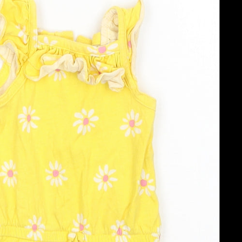 Mothercare Girls Yellow Floral  Romper One-Piece Size 3-6 Months