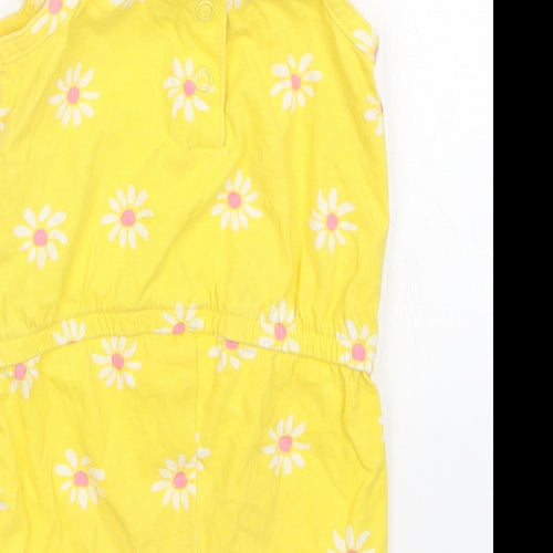 Mothercare Girls Yellow Floral  Romper One-Piece Size 3-6 Months