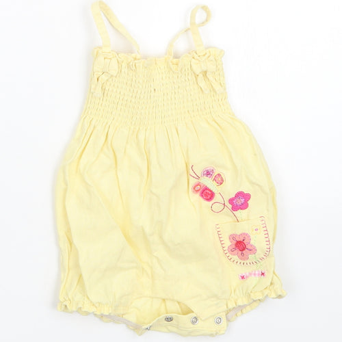 mini mode  Girls Yellow Floral  Romper One-Piece Size 3-6 Months