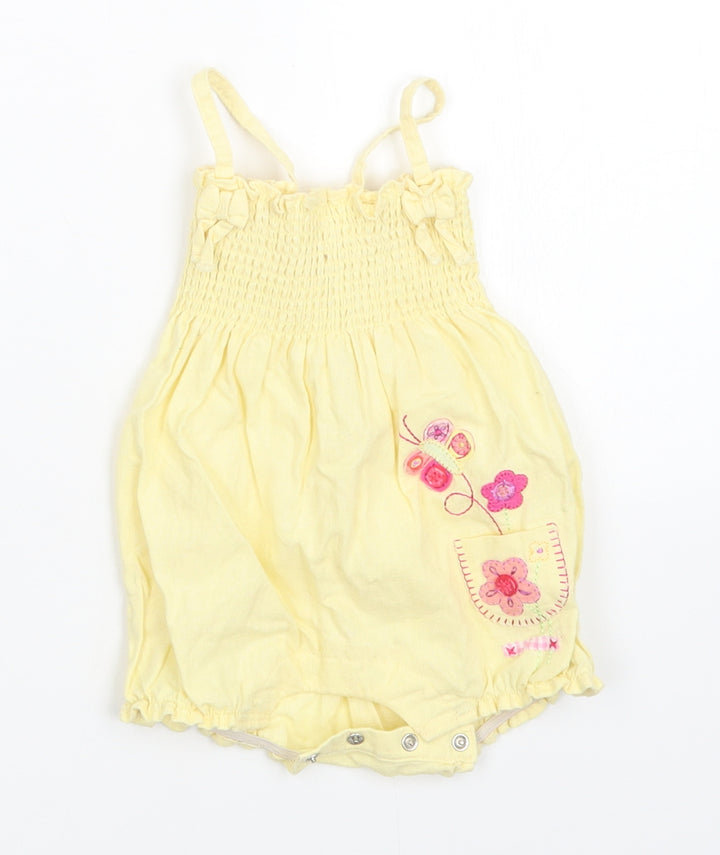 mini mode  Girls Yellow Floral  Romper One-Piece Size 3-6 Months