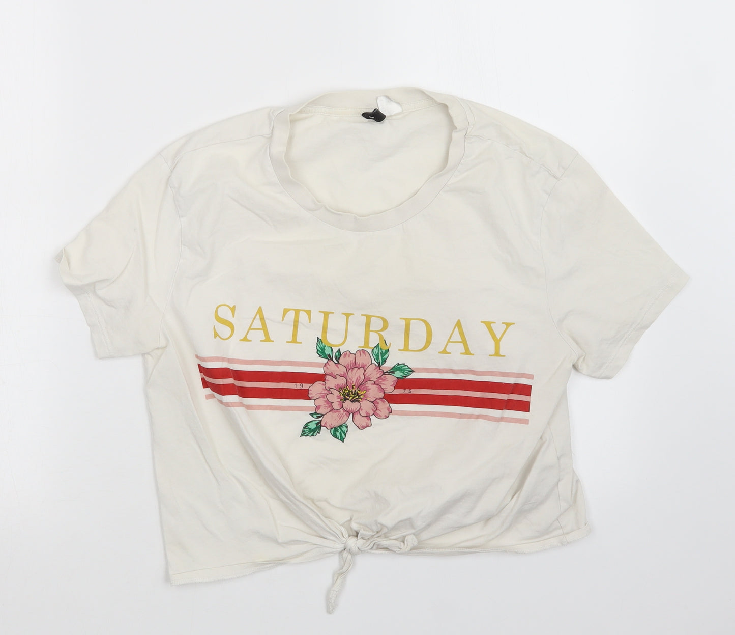 H7m Womens White   Basic T-Shirt Size L