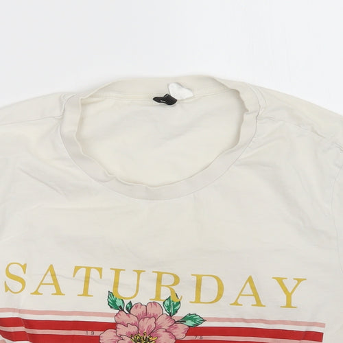 H7m Womens White   Basic T-Shirt Size L