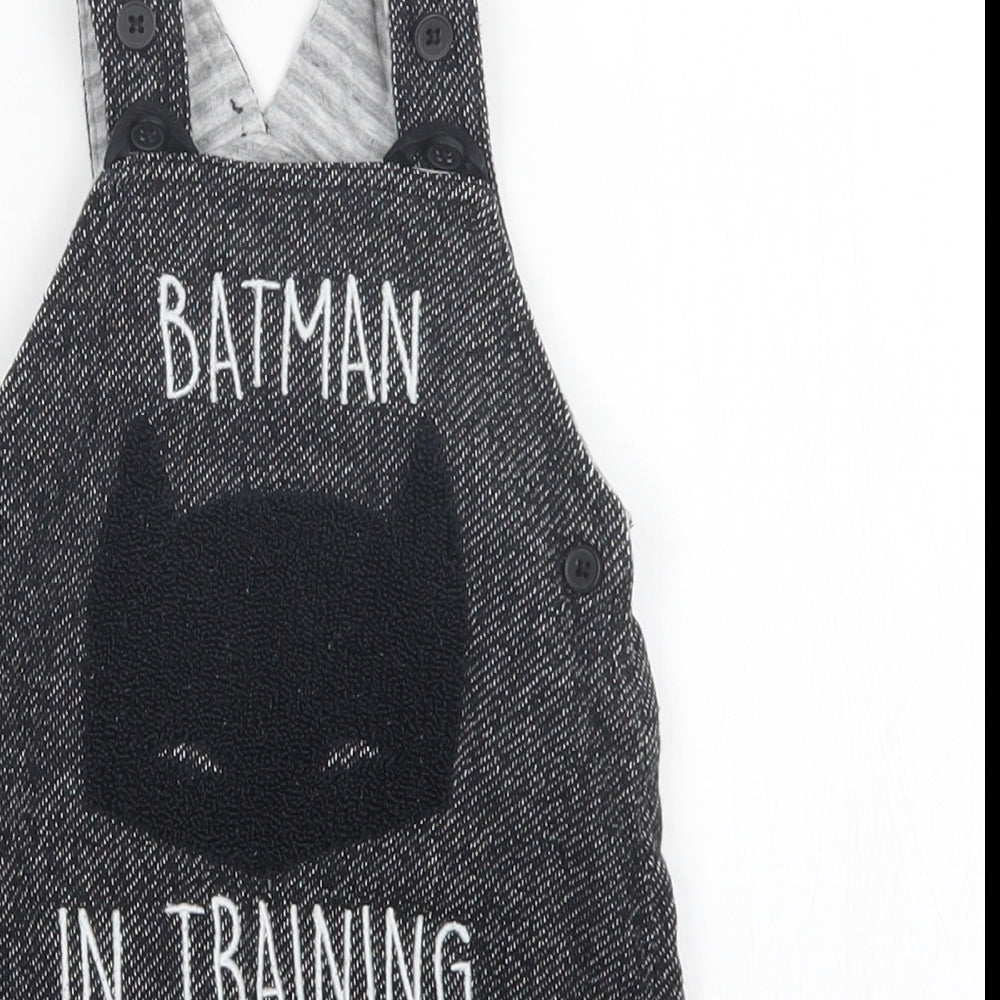 George Baby Grey   Dungaree One-Piece Size 6-9 Months  - batman