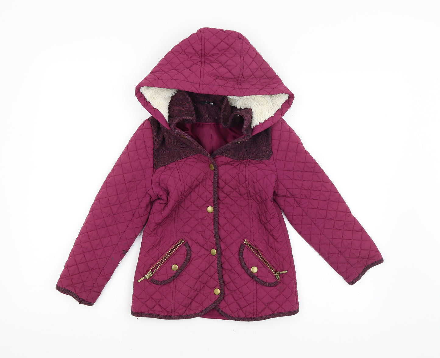 George Girls Purple Argyle/Diamond  Basic Coat Coat Size 7-8 Years