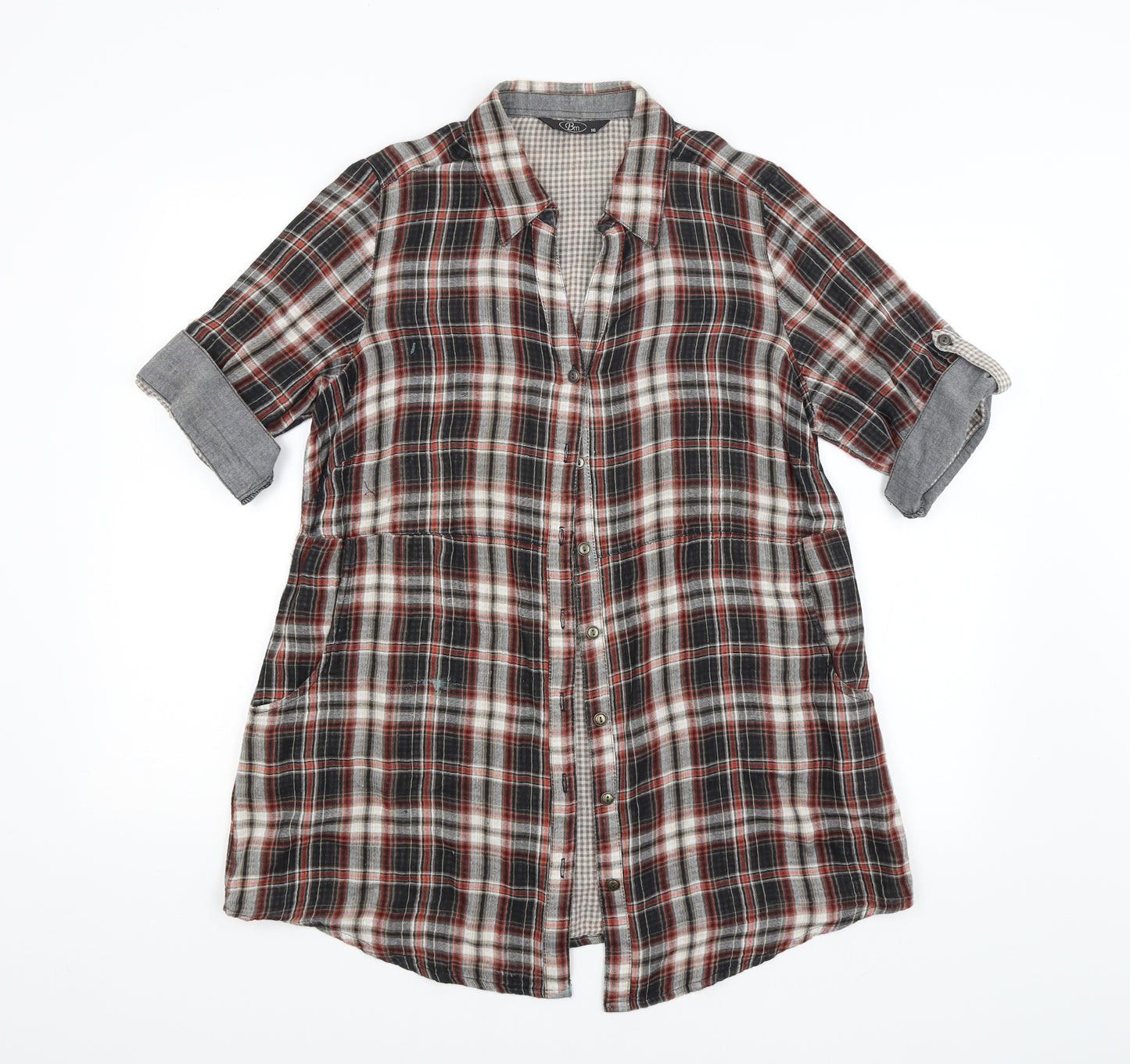 BM Womens Multicoloured Check  Basic Button-Up Size 16