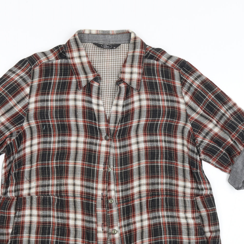 BM Womens Multicoloured Check  Basic Button-Up Size 16