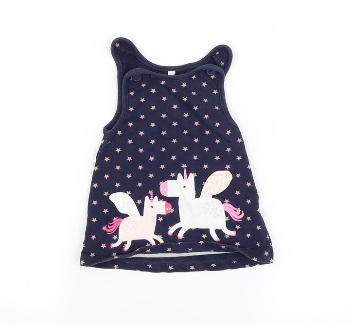 Blue Zoo Girls Blue Geometric Dungaree One-Piece