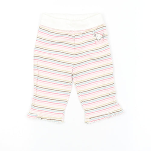 Preworn Girls Multicoloured Striped  Sweatpants Leggings Size 3-6 Months