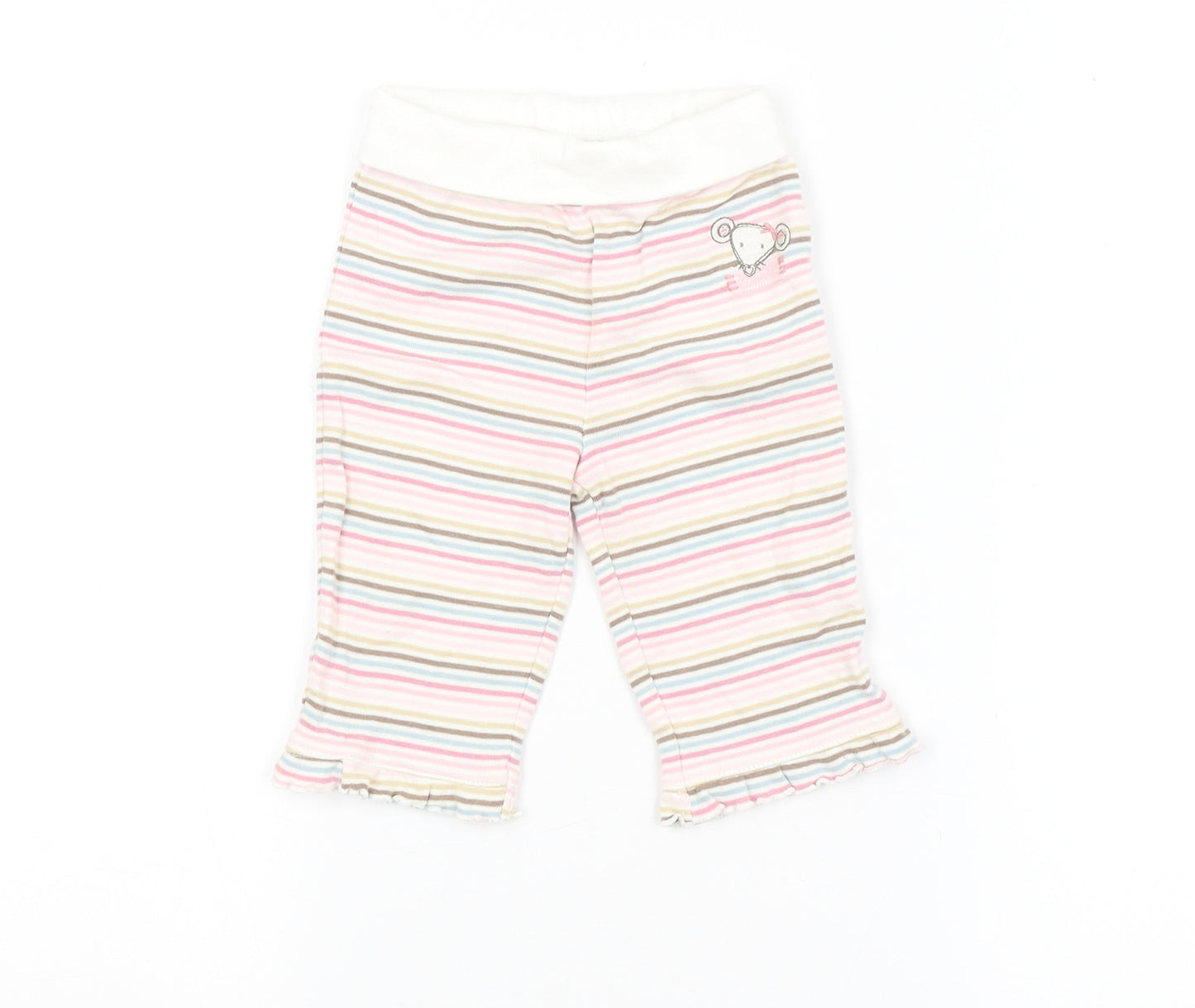 Preworn Girls Multicoloured Striped  Sweatpants Leggings Size 3-6 Months