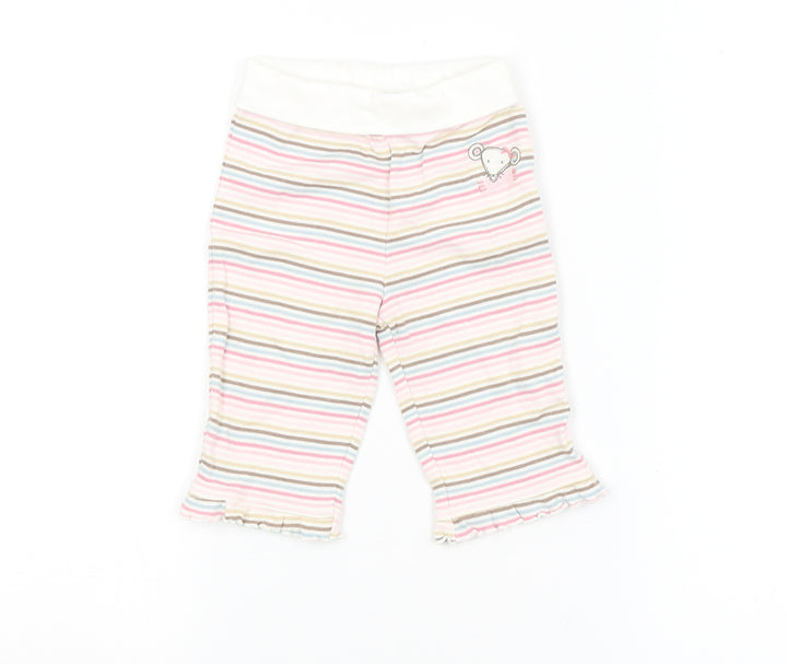 Preworn Girls Multicoloured Striped  Sweatpants Leggings Size 3-6 Months