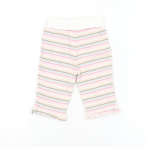 Preworn Girls Multicoloured Striped  Sweatpants Leggings Size 3-6 Months