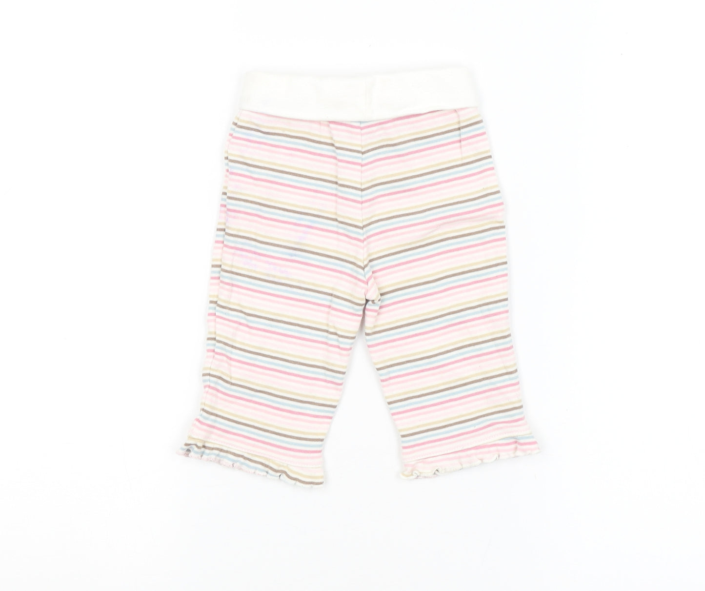 Preworn Girls Multicoloured Striped  Sweatpants Leggings Size 3-6 Months