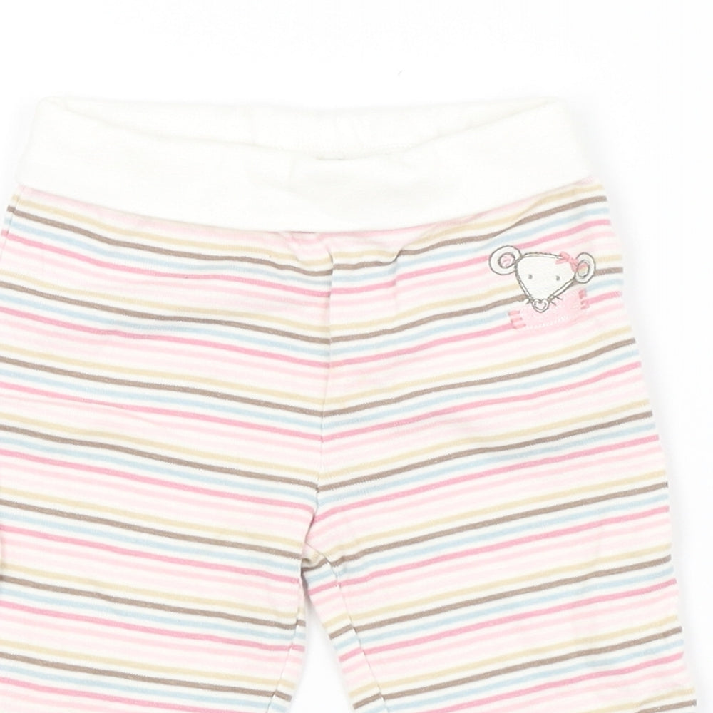 Preworn Girls Multicoloured Striped  Sweatpants Leggings Size 3-6 Months