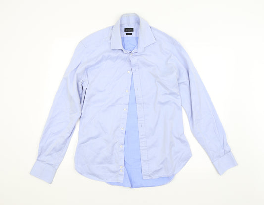 Front view of Zara MAN men’s blue dress shirt