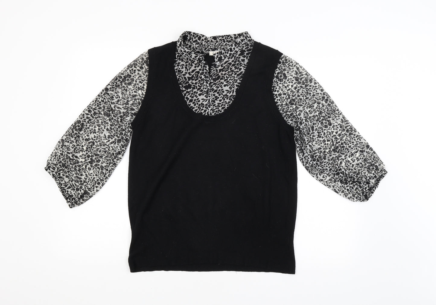George Womens Black Floral  Basic Blouse Size 16