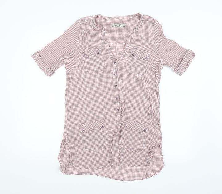 Preworn Womens Purple Check  Basic Button-Up Size L