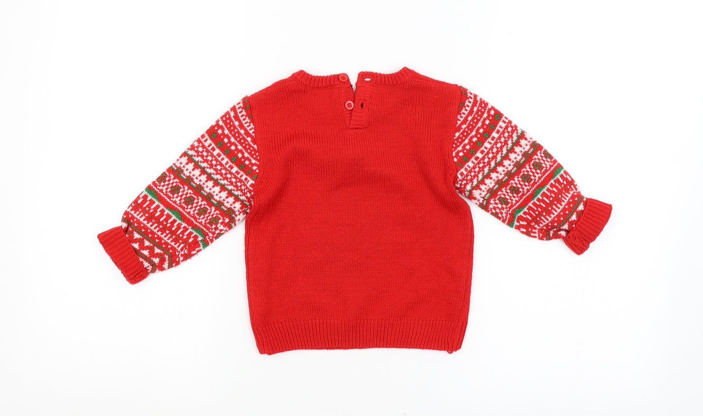 Preworn Baby Red Argyle/Diamond  Pullover Jumper Size 12-18 Months  - CHRISTMAS