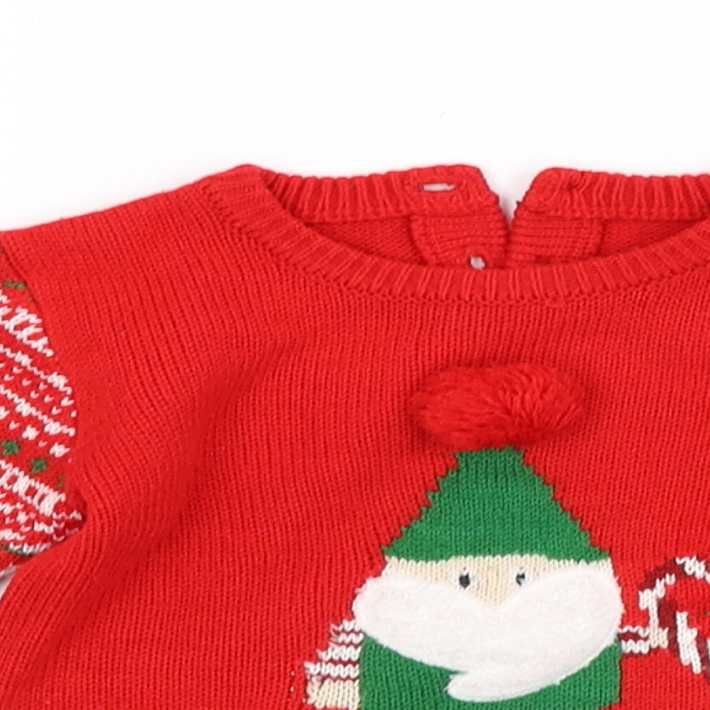 Preworn Baby Red Argyle/Diamond  Pullover Jumper Size 12-18 Months  - CHRISTMAS